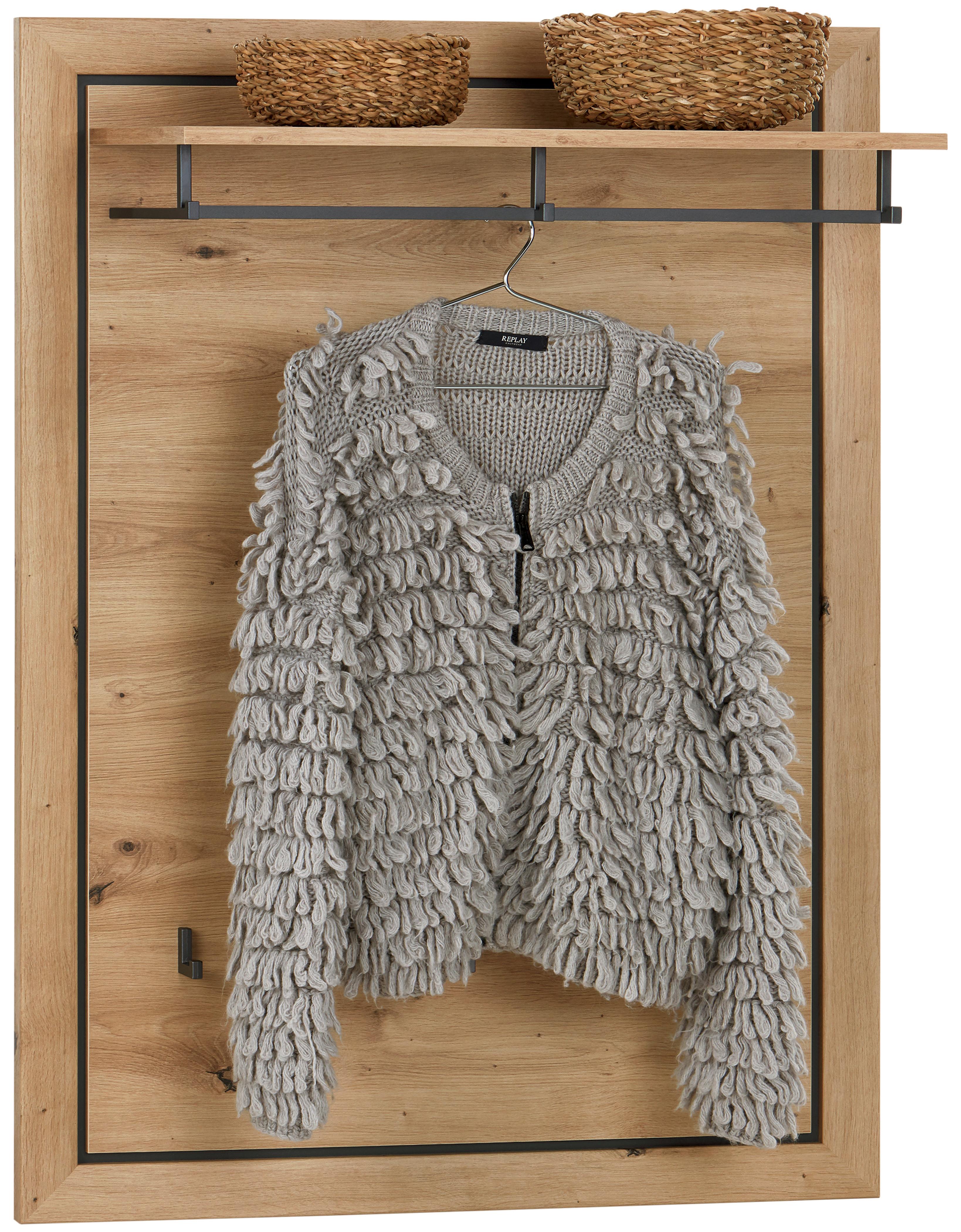 Garderobenpaneel Harvey Eiche Dekor Hutablage B: 82 cm - Eichefarben/Anthrazit, LIFESTYLE, Holzwerkstoff (82/115/30cm)