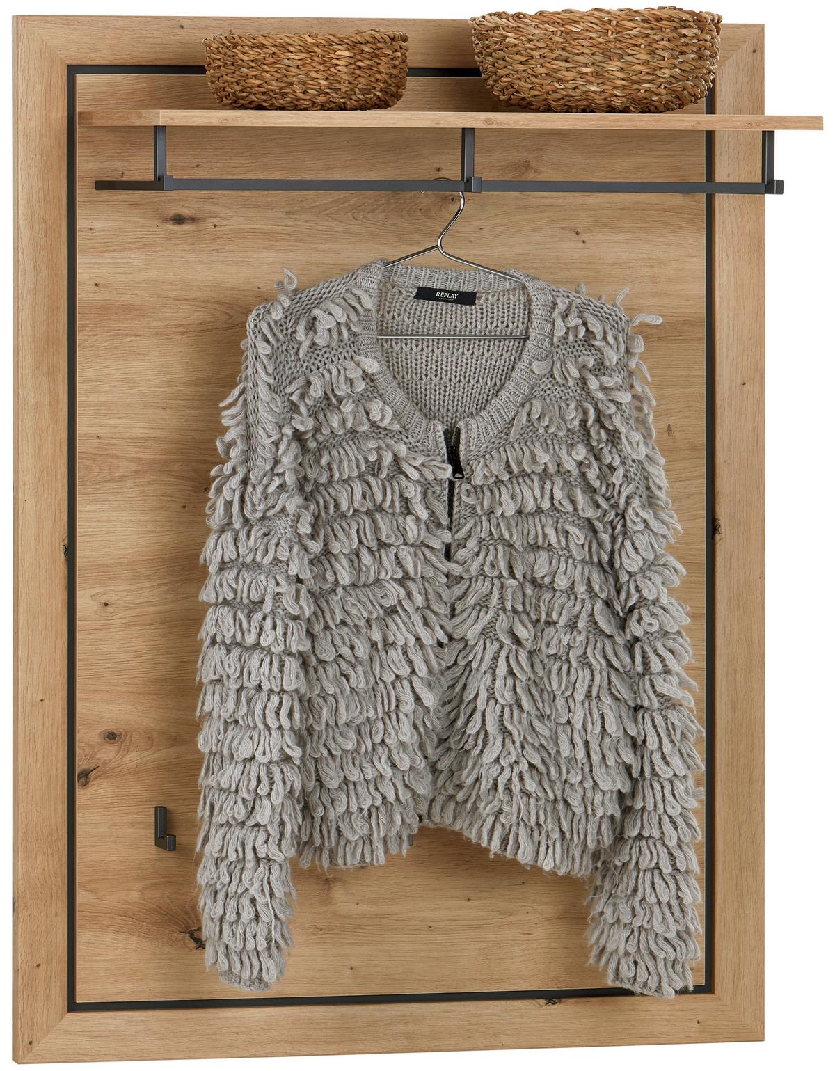 Garderobenpaneel Harvey Eiche Dekor Hutablage B: 82 Cm - Eichefarben/Anthrazit, LIFESTYLE, Holzwerkstoff (82/115/30cm)