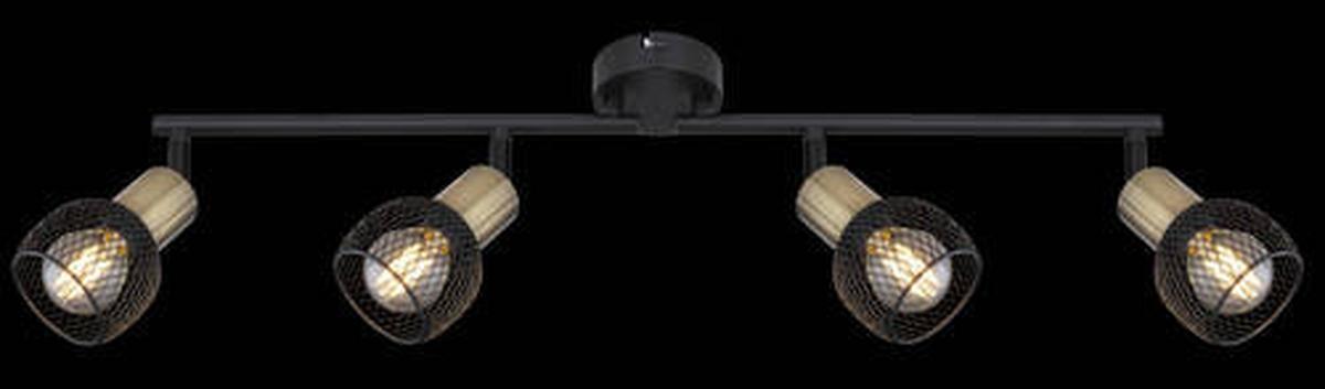 Strahler Fiastra 4-Flammig verstellbar L: 60 cm - Schwarz, Basics, Metall (60/8/15cm) - Globo