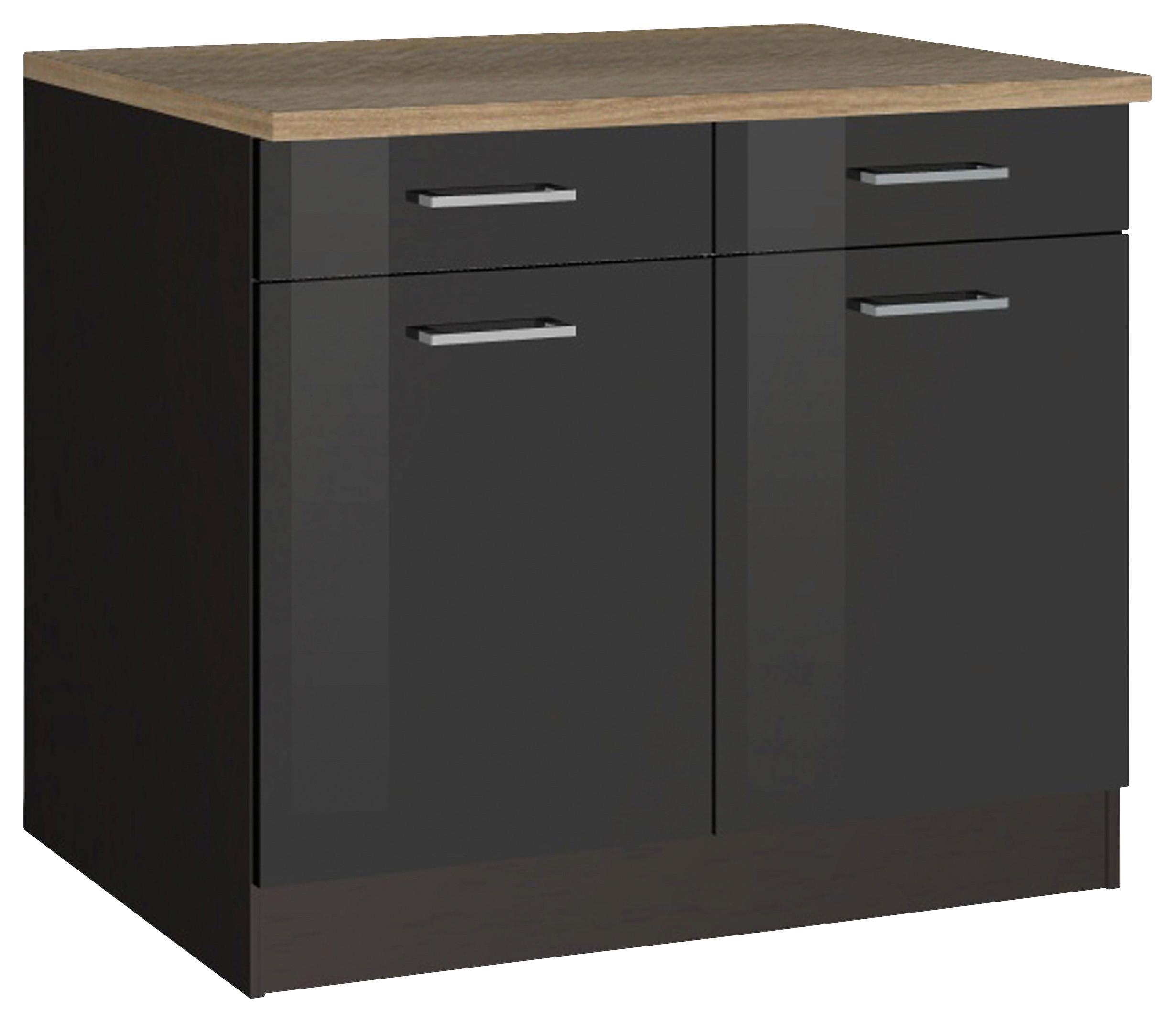 Küchenunterschrank Mailand Graphitfarben B: 100cm - Graphitfarben/Sonoma Eiche, MODERN, Holzwerkstoff (100/85/60cm) - Held