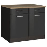 Küchenunterschrank Mailand Graphitfarben B: 100cm - Graphitfarben/Sonoma Eiche, MODERN, Holzwerkstoff (100/85/60cm) - Held