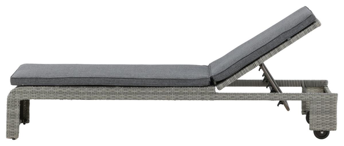 Sonnenliege London Kunststoff verstellbar - Grau, KONVENTIONELL, Kunststoff/Textil (60/32/196cm) - Gardenson