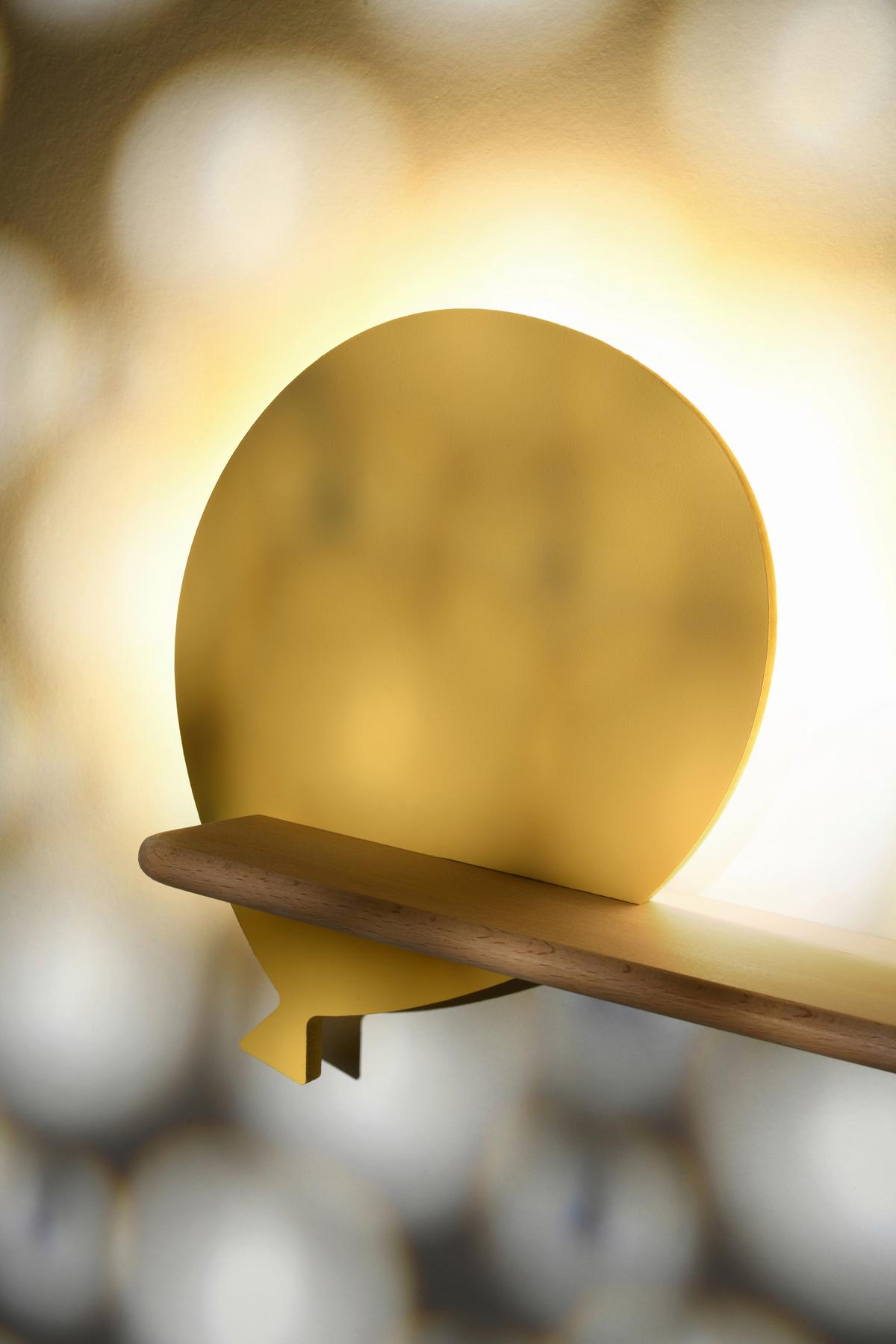 Wandleuchte 21-84767 Baloon - Goldfarben, KONVENTIONELL, Holz/Holzwerkstoff (31/12/26cm)