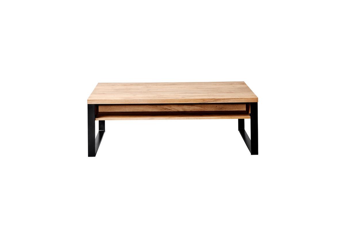 Couchtisch Loop Coffee Eichefarben L: 118cm - Eichefarben/Schwarz, Design, Holzwerkstoff/Metall (118/59/40cm)