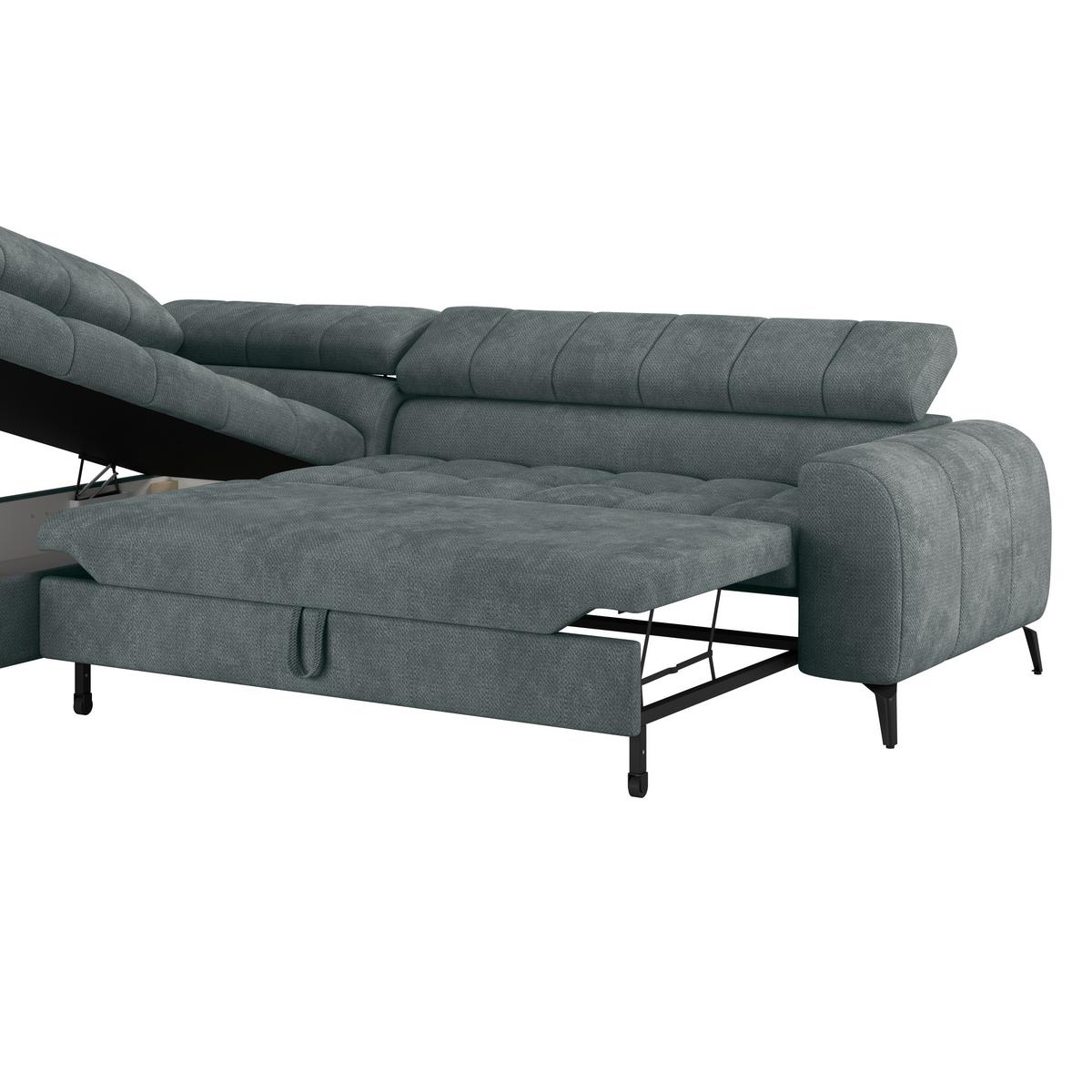 Ecksofa Volf Links New Grau, S: 203x261 cm - Schwarz/Grau, Trend, Kunststoff/Textil (203/261cm)