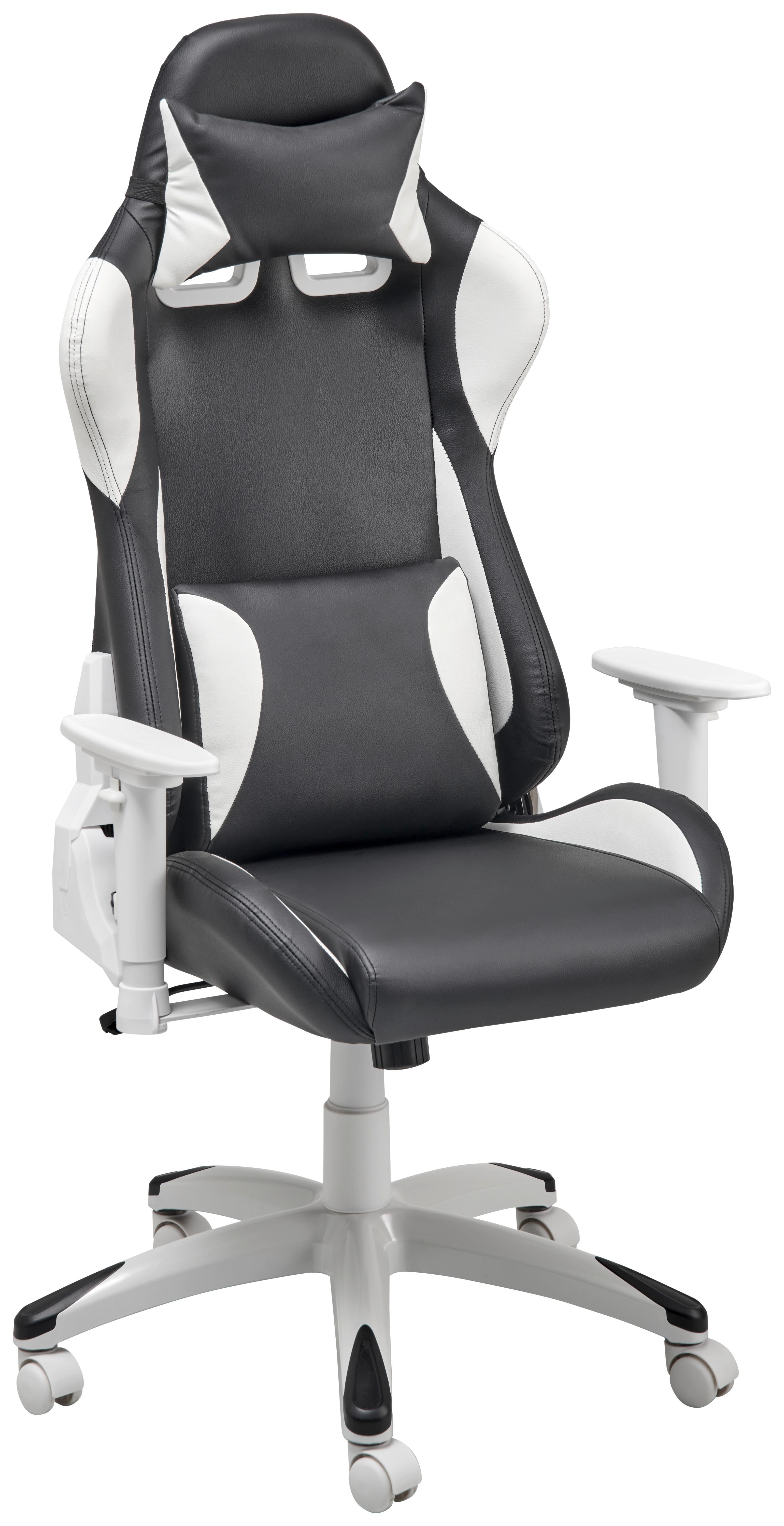 Gamingstuhl Racer - Schwarz/Weiß, MODERN, Kunststoff/Textil (66/126-134/59cm) - Livetastic