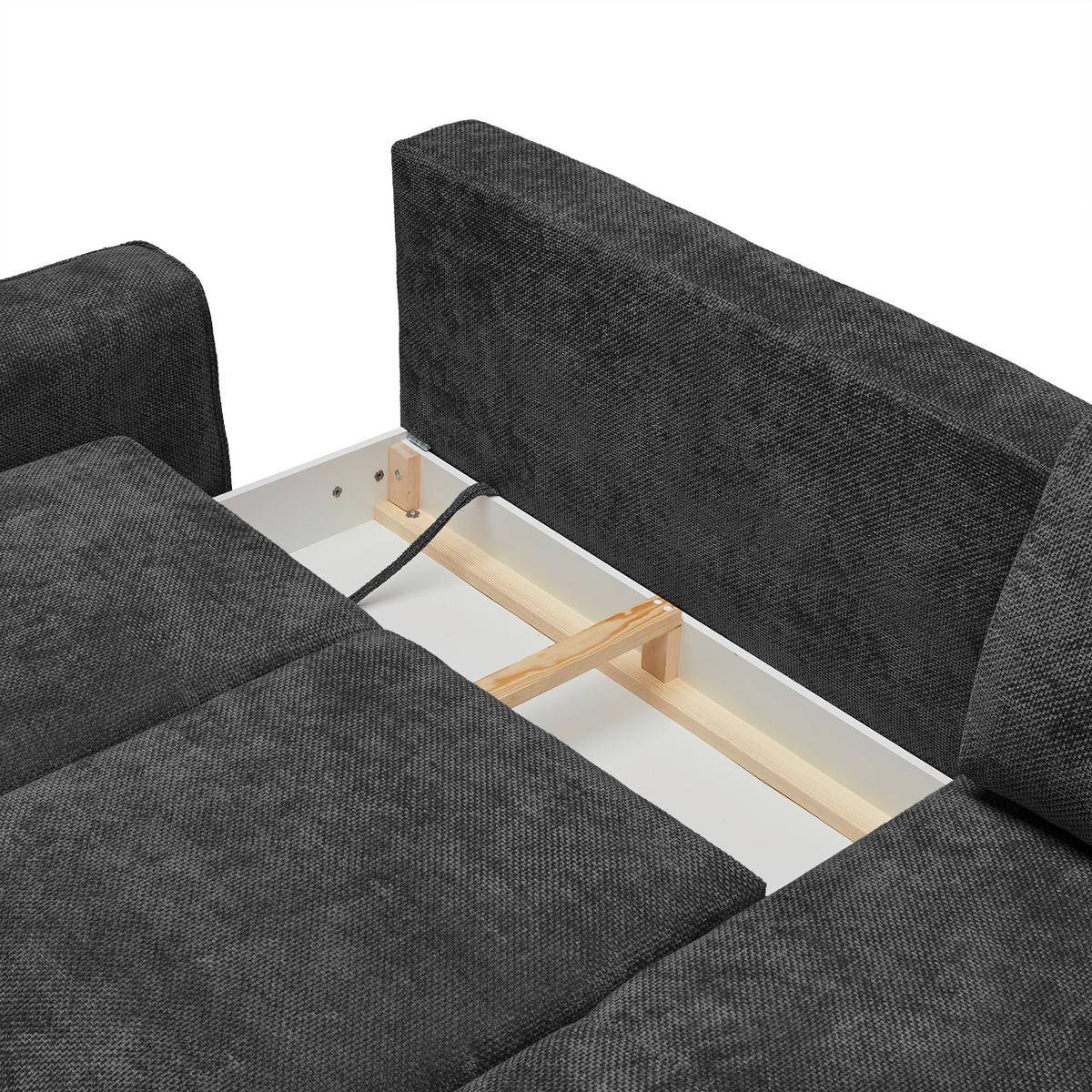 Rohová sedačka CUSTOM, pravá, černá žinylka - černá, Moderní, kov/textil (255/164cm) - Mömax