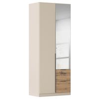 Drehtürenschrank Alabama-super Spiegelmit Laden, B: 91 Cm - Champagner/Eichefarben, Trend, Holzwerkstoff (91/229/54cm)