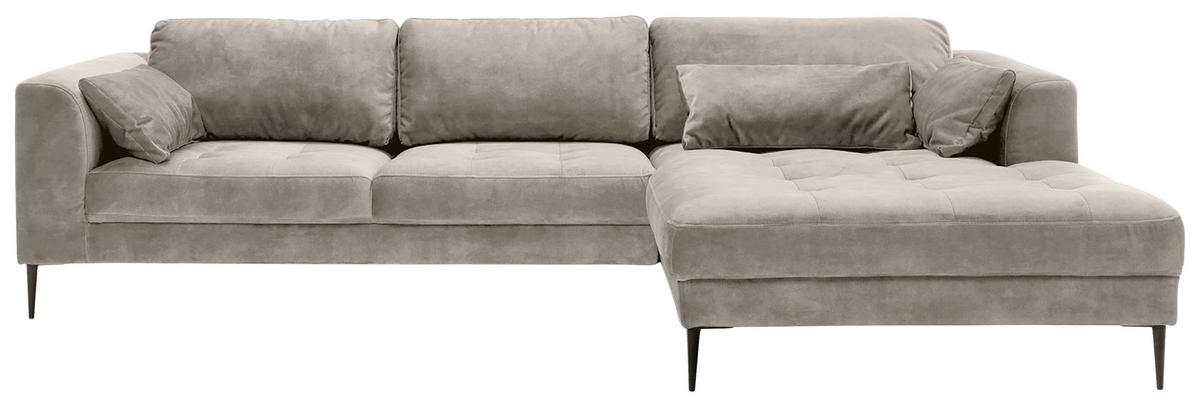Ecksofa Luzi - Hellgrau/Schwarz, MODERN, Textil (280/168cm) - Trendmanufaktur