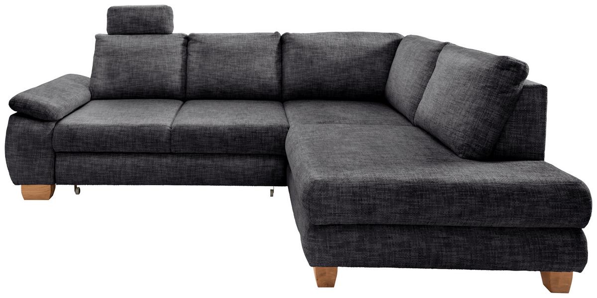 Eckschlafsofa Positano Schwarz S: 265x206 Cm - Wildeiche/Schwarz, MODERN, Textil (265/206cm) - Livetastic