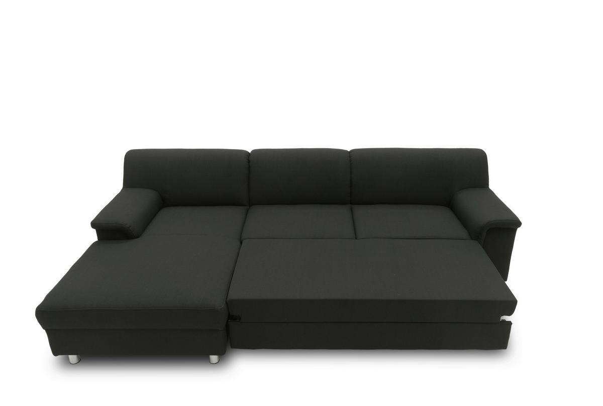 Ecksofa Mit Schlaffunktion Jamie Schwarz Webstoff - Chromfarben/Schwarz, KONVENTIONELL, Textil (150/252cm) - MID.YOU