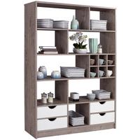 Regal mit Laden Meggy B 140cm, Ribbeck Eiche Dekor - Eiche grau, MODERN, Holz (140/184/32cm)