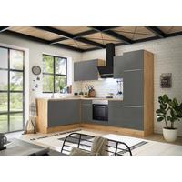 Eckküche mit Geräten 280x170 cm Grau/Eiche Dekor, Modern - Anthrazit/Eiche Artisan, LIFESTYLE, Holzwerkstoff (280/170cm) - Respekta