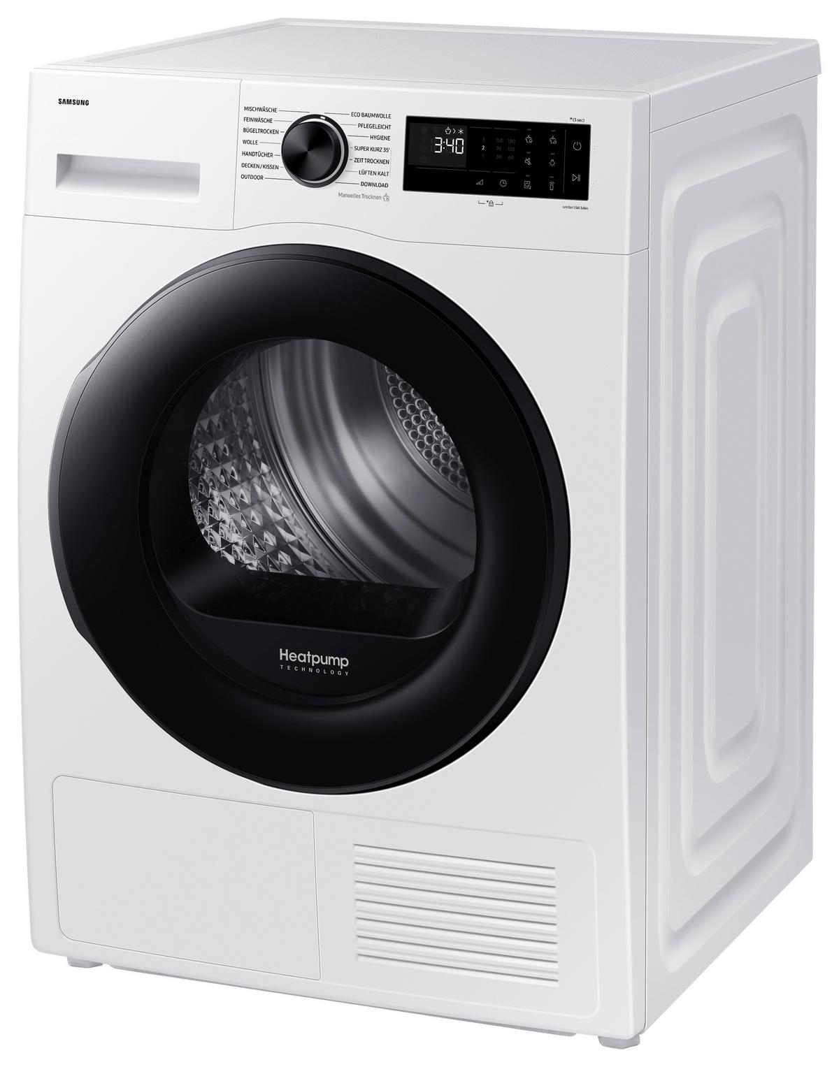 Wärmepumpentrockner DV90DG52A0AEEG, EEKL: C - Weiß, Basics, Glas/Kunststoff (60/85/65cm) - Samsung