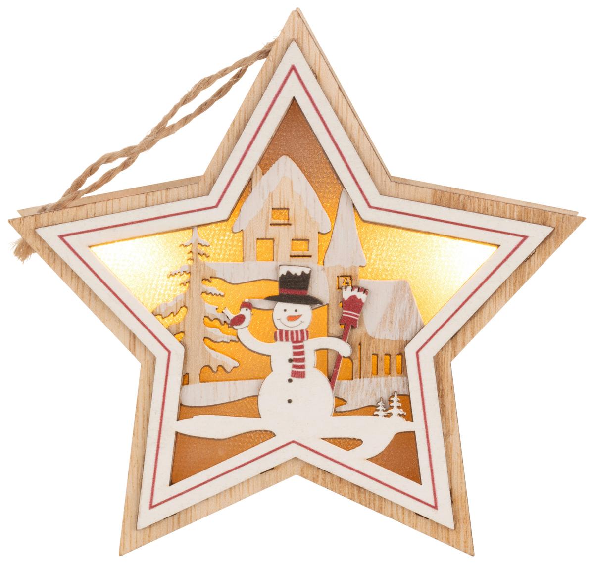 LED-Dekoleuchte Star - Rot/Schwarz, MODERN, Holz/Kunststoff (13,5/12,5/3,5cm) - James Wood