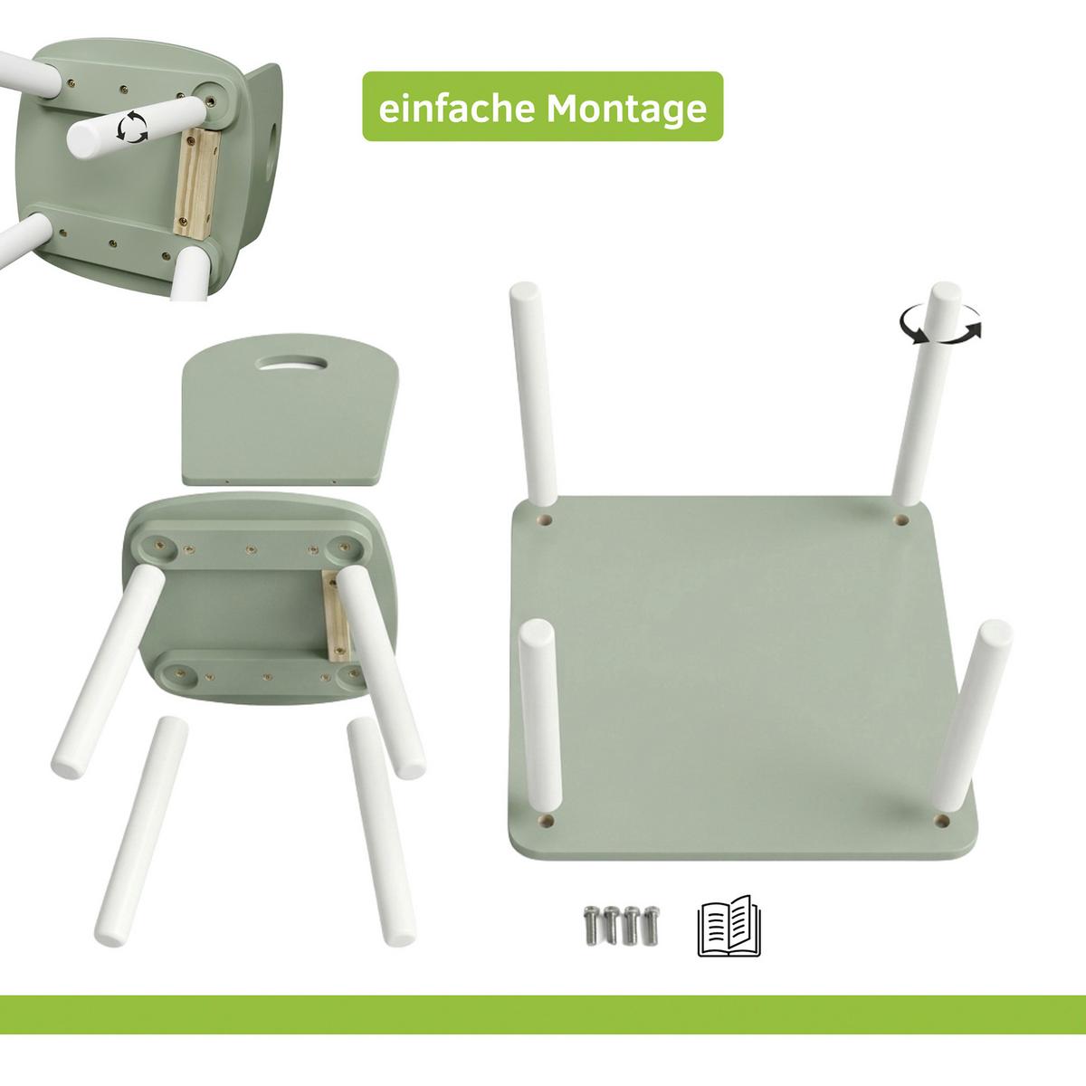 KINDERSITZGRUPPE Weiß, Mintgrün L: 55 cm - Weiß/Mintgrün, Basics, Holzwerkstoff (55/55/45cm) - Kesper