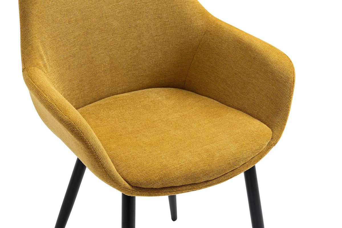 Tischgruppe Gelb/walnussfarben 160 Cm - Gelb/Walnussfarben, MODERN, Holz/Textil (160/90/75cm) - Livetastic