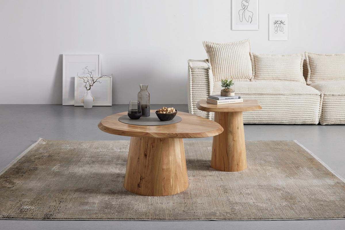 Sada konferečních stolků TREE akácie masiv - barvy akácie, Moderní, dřevo (80/55/40/45/80/55cm) - Premium Living
