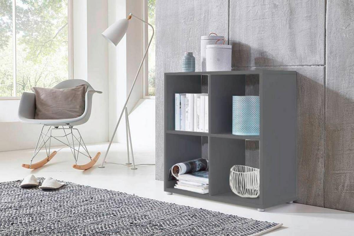 Aktenregal Nizza Anthrazit B: 72cm - Anthrazit/Silberfarben, MODERN, Holzwerkstoff (72/74/33cm) - MID.YOU