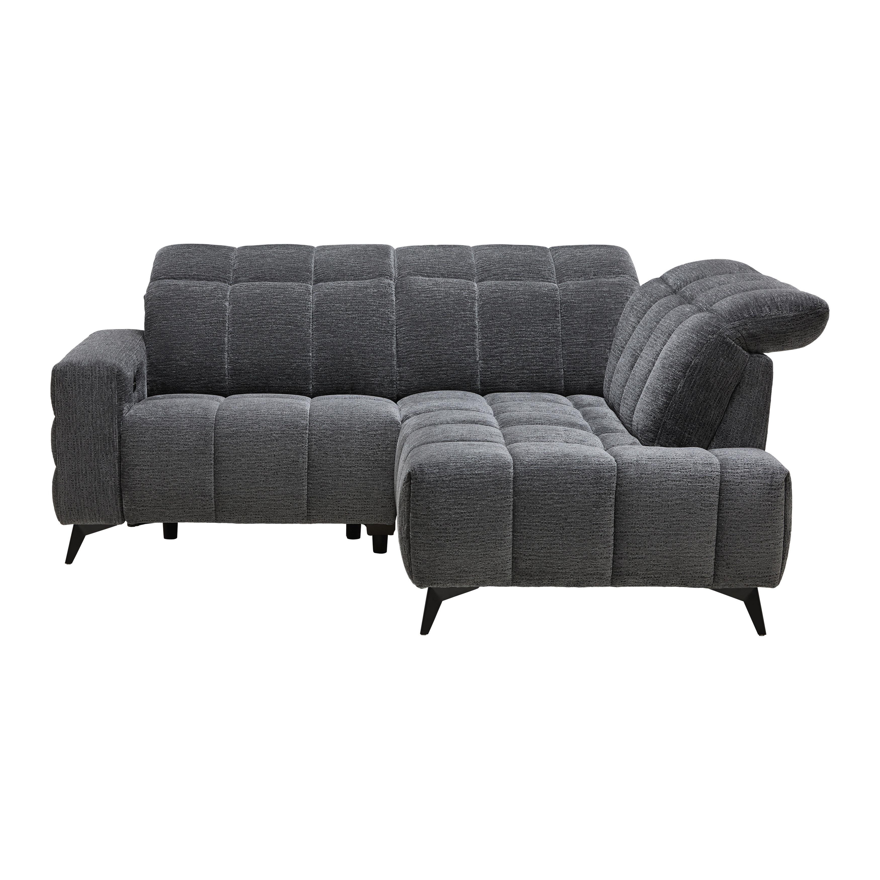 Rohová sedačka PARIS, pravá, tmavě šedá, el.relax.funkce - černá/tmavě šedá, Konvenční, kov/dřevo (215/182cm) - Mömax