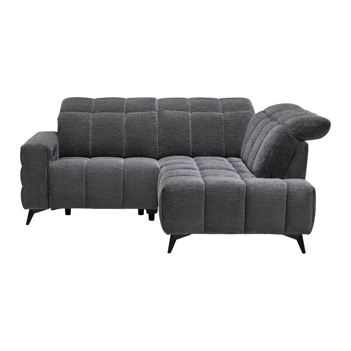 Rohová sedačka PARIS, pravá, tmavě šedá, el.relax.funkce - černá/tmavě šedá, Konvenční, kov/dřevo (215/182cm) - Mömax