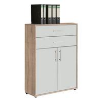 Aktenschrank versperrbar Weiß/Eiche Dekor B: 84,5 cm - Weiß/Sonoma Eiche, MODERN, Holzwerkstoff (84,5/114/33cm) - MID.YOU