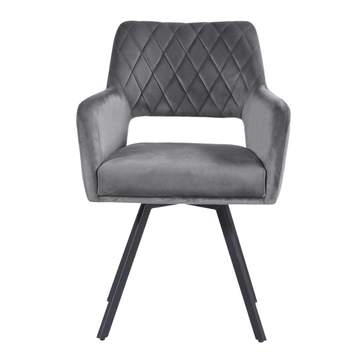 Vierfußstuhl Vicky Grau gepolstert, Samt - Schwarz/Grau, MODERN, Textil/Metall (57/86/61cm)