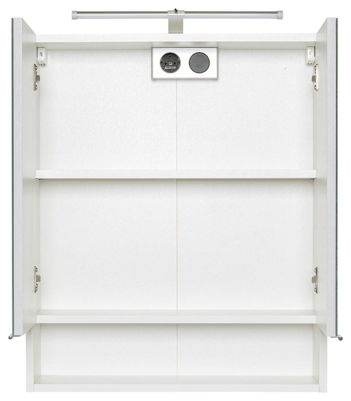 Spiegelschrank Riga 2-Türig BxHxT: 60x71x20 cm - Weiß, MODERN, Holzwerkstoff (60/71/20cm) - Held