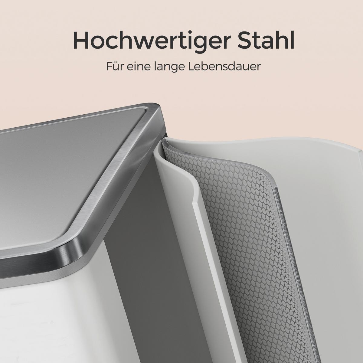 Abfallsammler Weiß B: 58,5 cm - Schwarz/Weiß, Basics, Kunststoff/Metall (58,5/65/32cm)