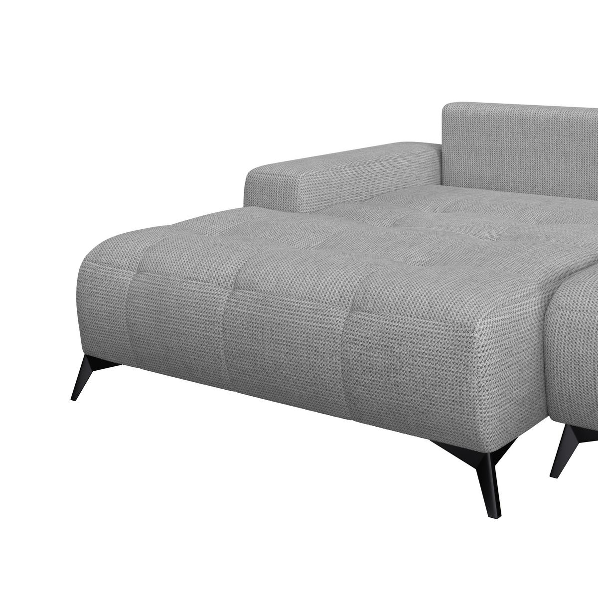 Ecksofa Mauro Grau, mit Schlaffunktion - Schwarz/Grau, Trend, Textil (175/290cm) - Luca Bessoni