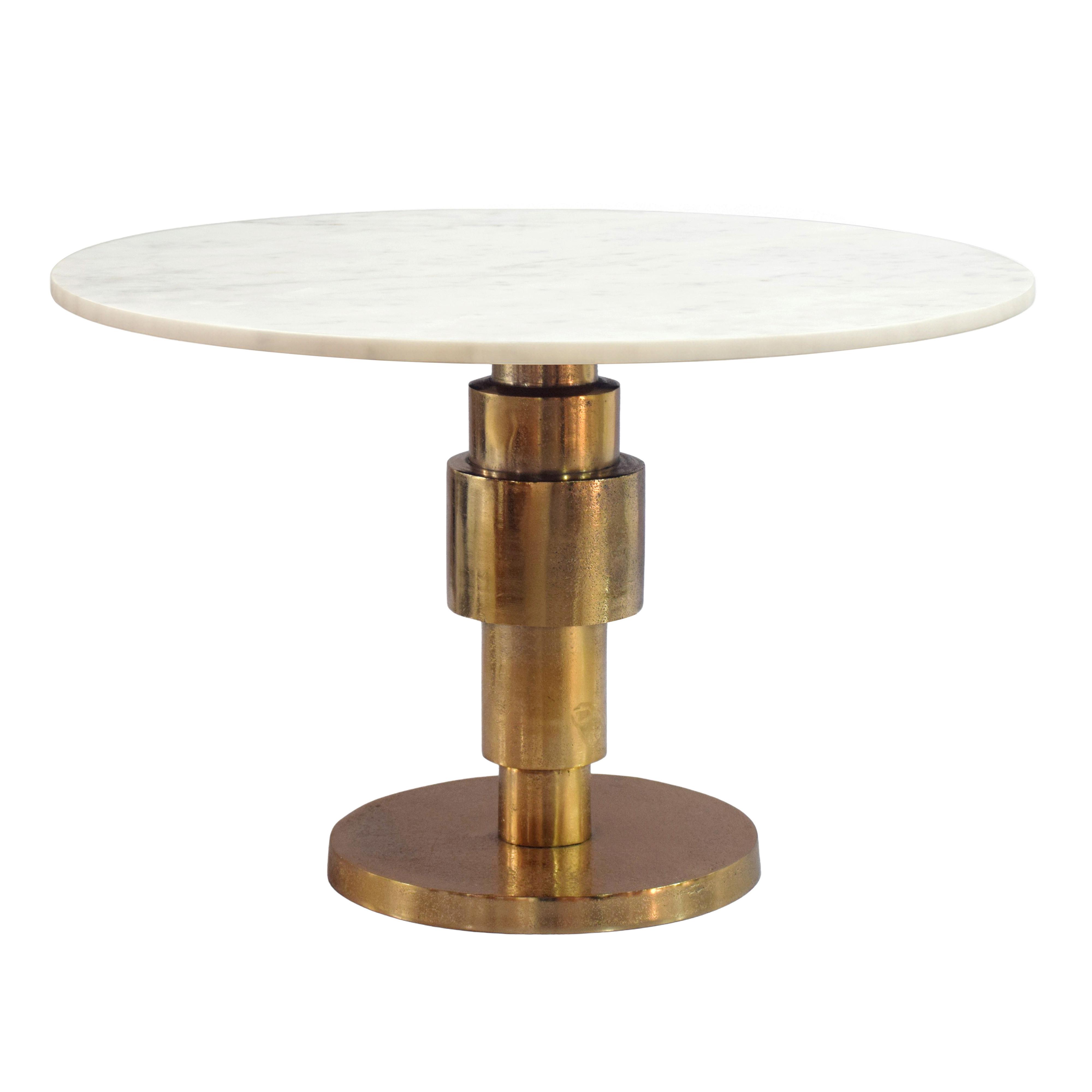 Konferenčný stolík mramor - zlatá/biela, Design, kov/kameň (60/60/39cm) - MID.YOU