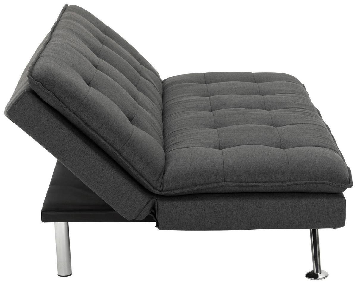 Schlafsofa Turin - Dunkelgrau/Silberfarben, Basics, Textil (194/87/102cm) - MID.YOU