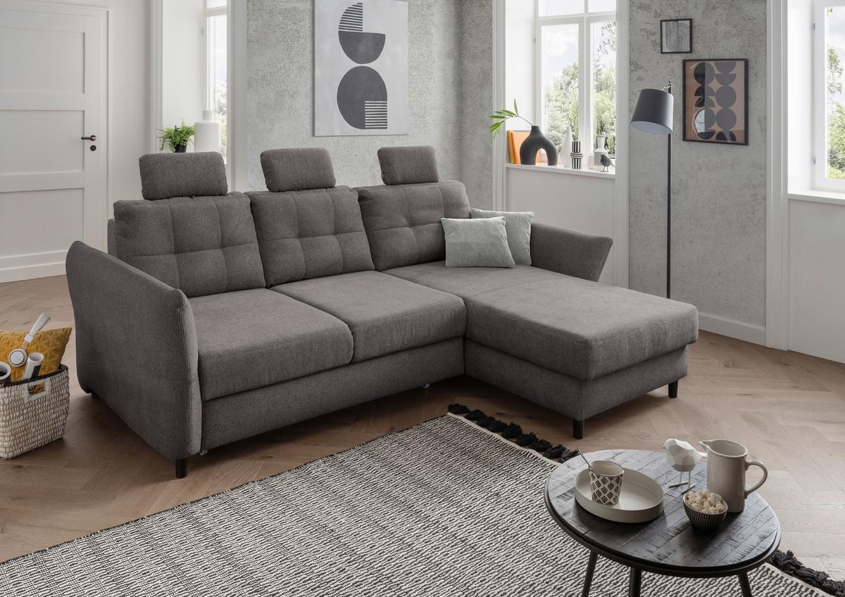 Ecksofa Brizzini Graubraun S: 250-280/176 cm - Graubraun/Hellgrau, MODERN, Holz/Textil (250-280/176cm) - Livetastic
