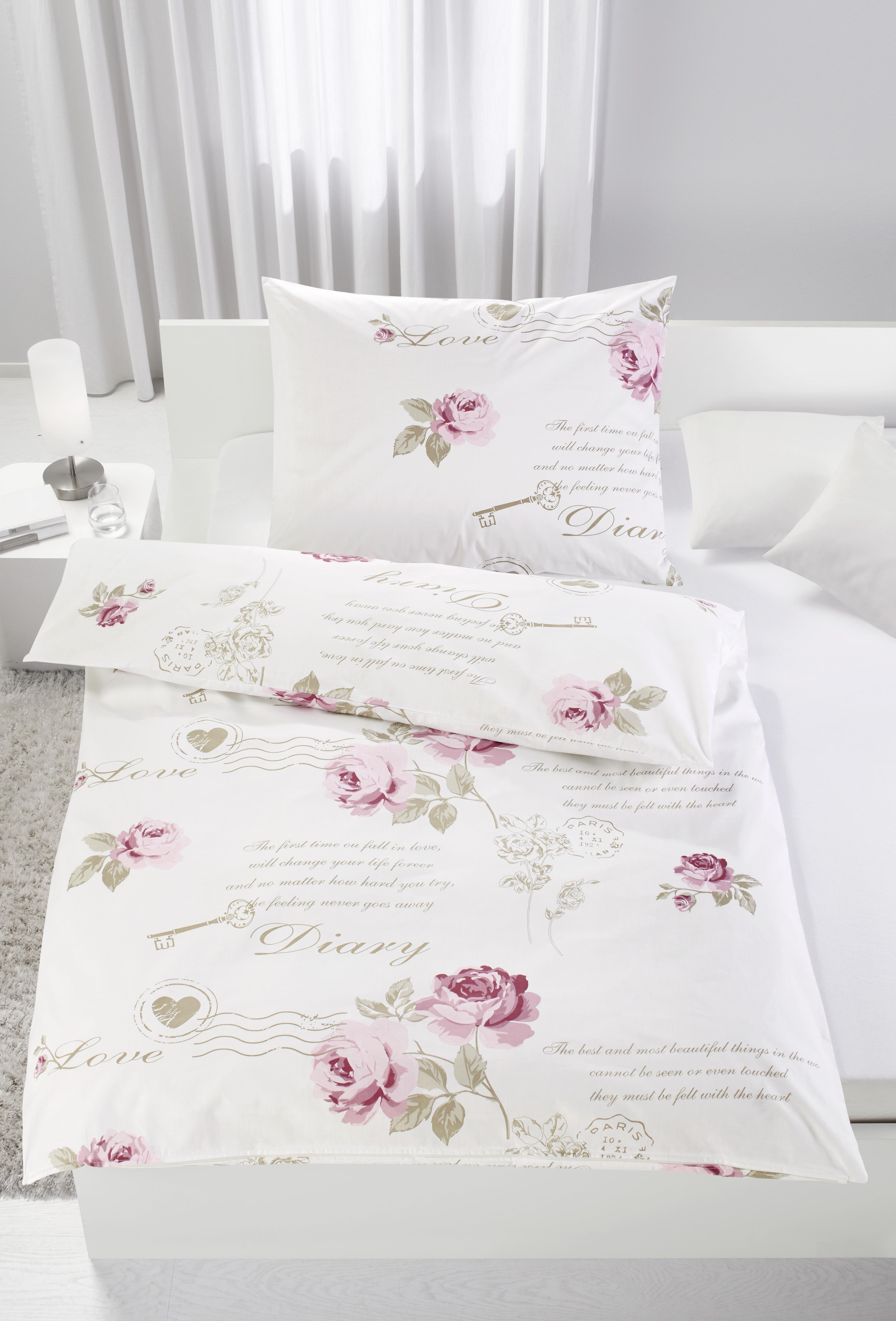Povlečení Diary Rose, 140/200cm - bílá, Romantický / Rustikální, textil - Modern Living
