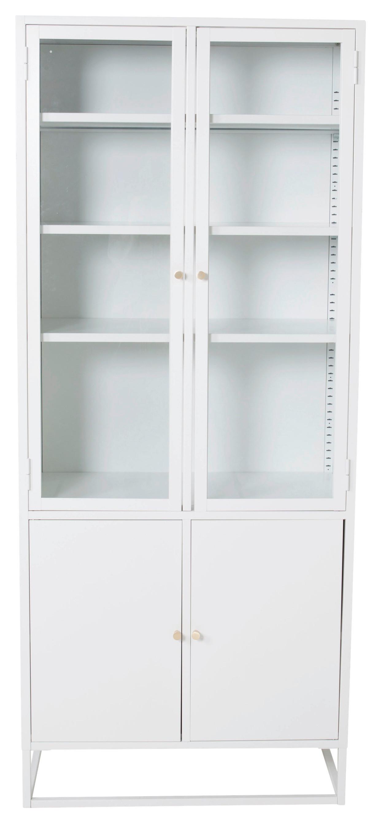 Vitrine Bakal - Weiß, Design, Glas/Metall (80/190/41cm) - Livetastic