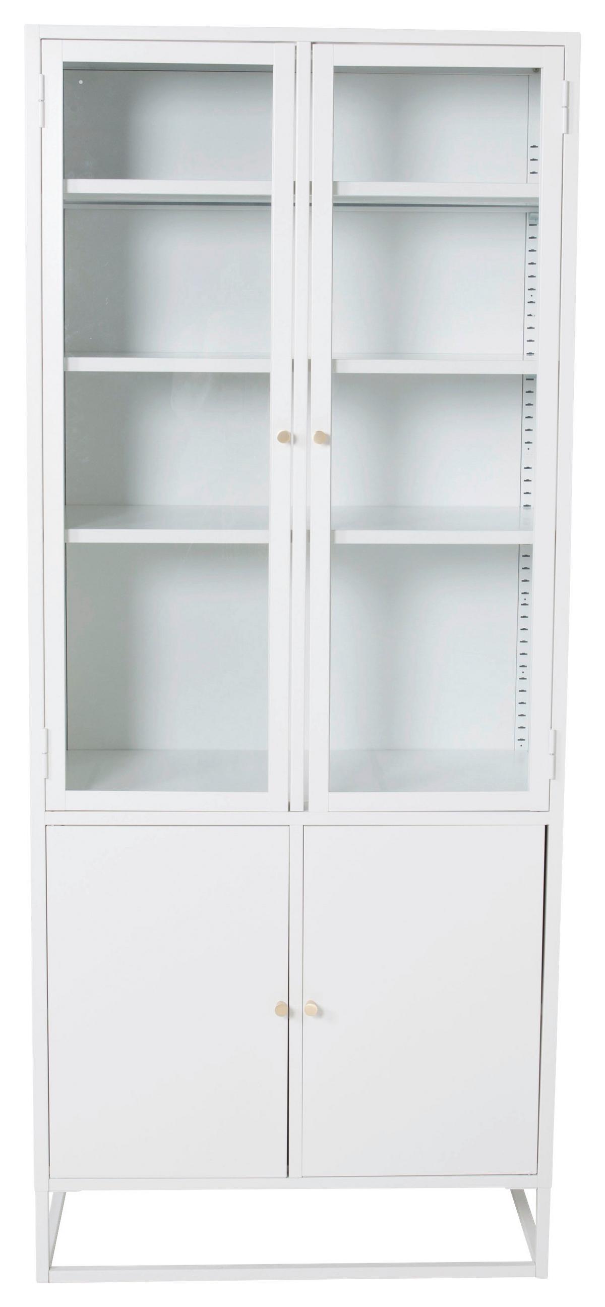Vitrine Bakal - Weiß, Design, Glas/Metall (80/190/41cm) - Livetastic