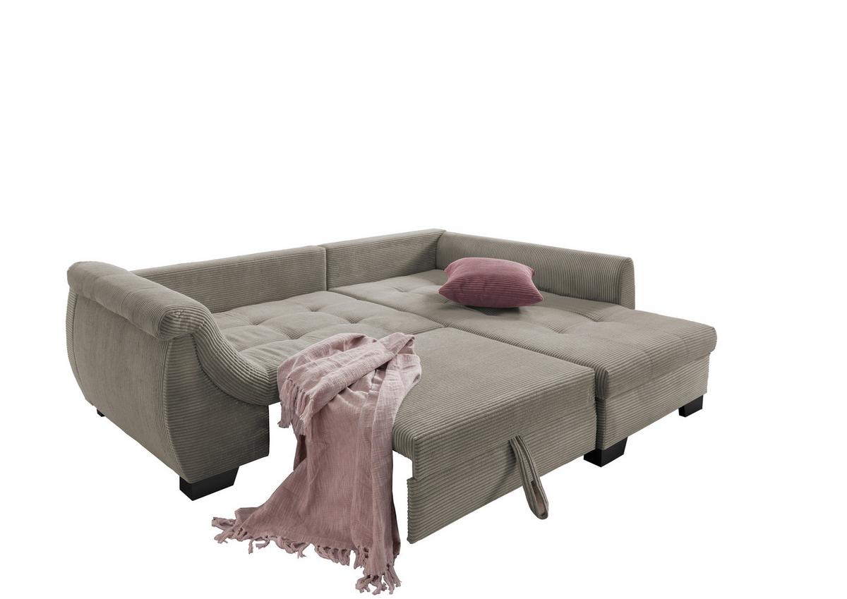 Ecksofa mit Schlaffunktion Flora Graubraun Kord - Koralle/Graubraun, Design, Textil (250/190cm) - MID.YOU