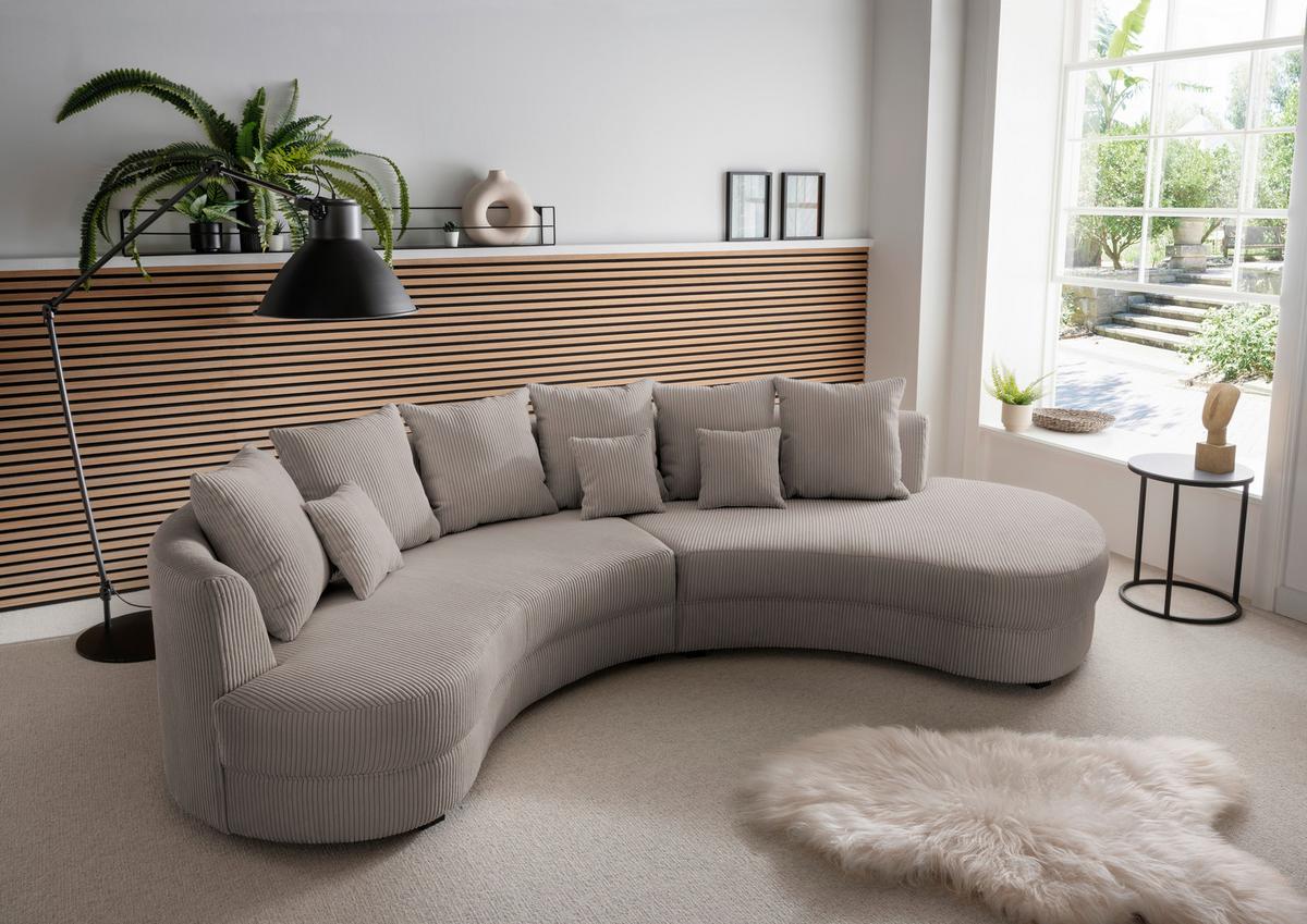 Wohnlandschaft Limoncello Graubraun S: 300x160 cm - Graubraun/Schwarz, Design, Textil (300/160cm) - Livetastic