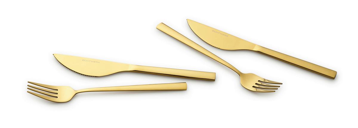 Pizzabesteck 4-Teilig Edelstahl für 2 Personen - Goldfarben, Basics, Metall (23cm) - Echtwerk