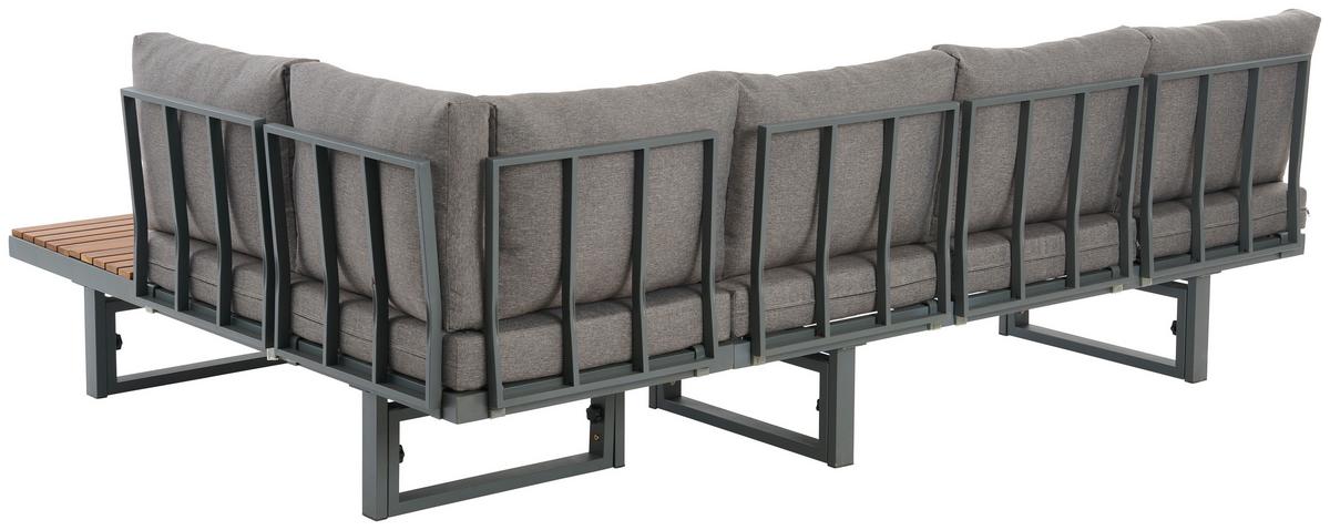 Loungegarnitur 3-Tlg Paris Aus Akazienholz/Stahl mit Kissen - Grau/Teakfarben, MODERN, Holz/Metall - Beldano