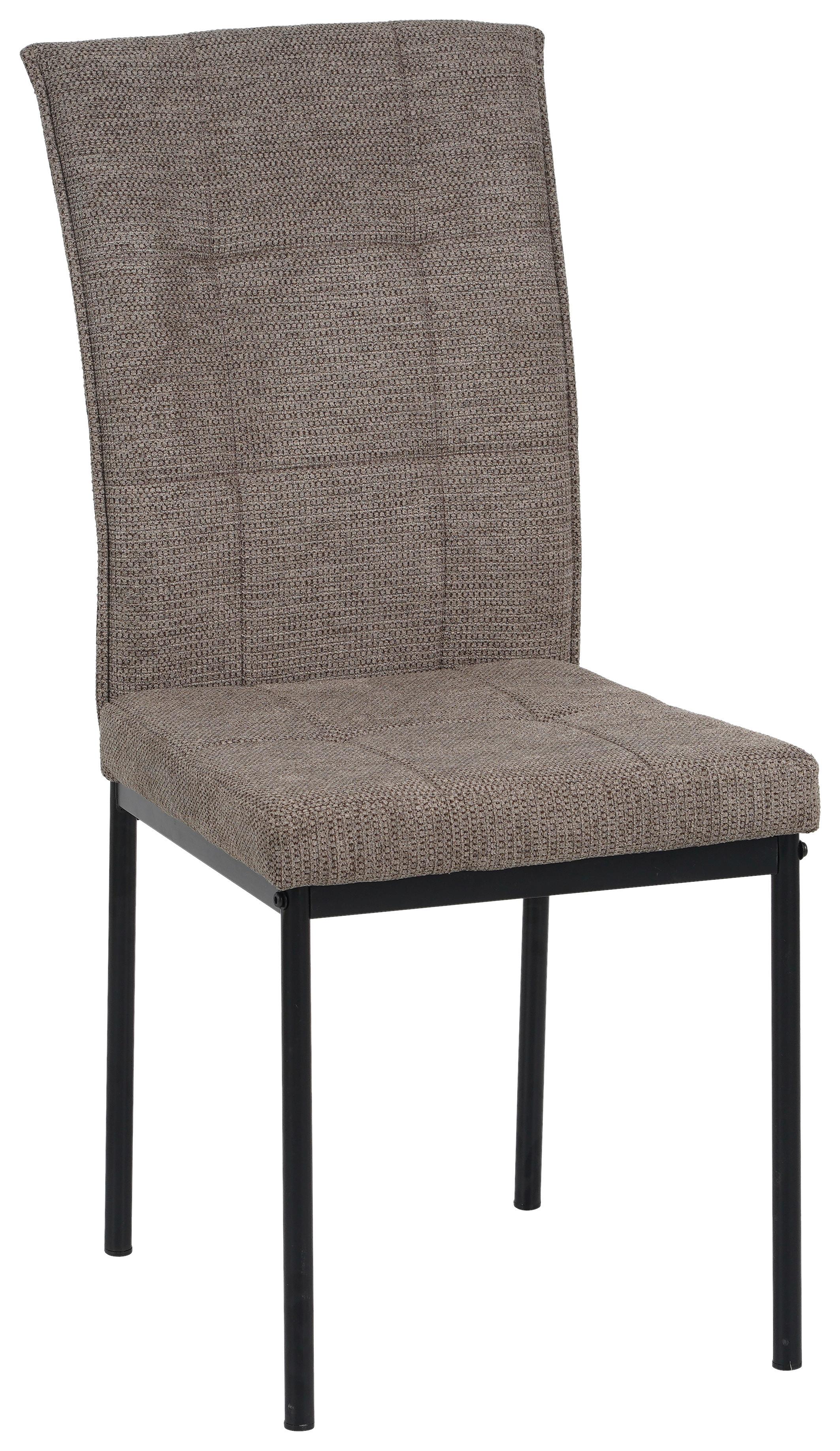 Vierfußstuhl Finn Webstoff Braun, B: 44 cm - Schwarz/Braun, KONVENTIONELL, Textil/Metall (44/96/61cm) - MID.YOU