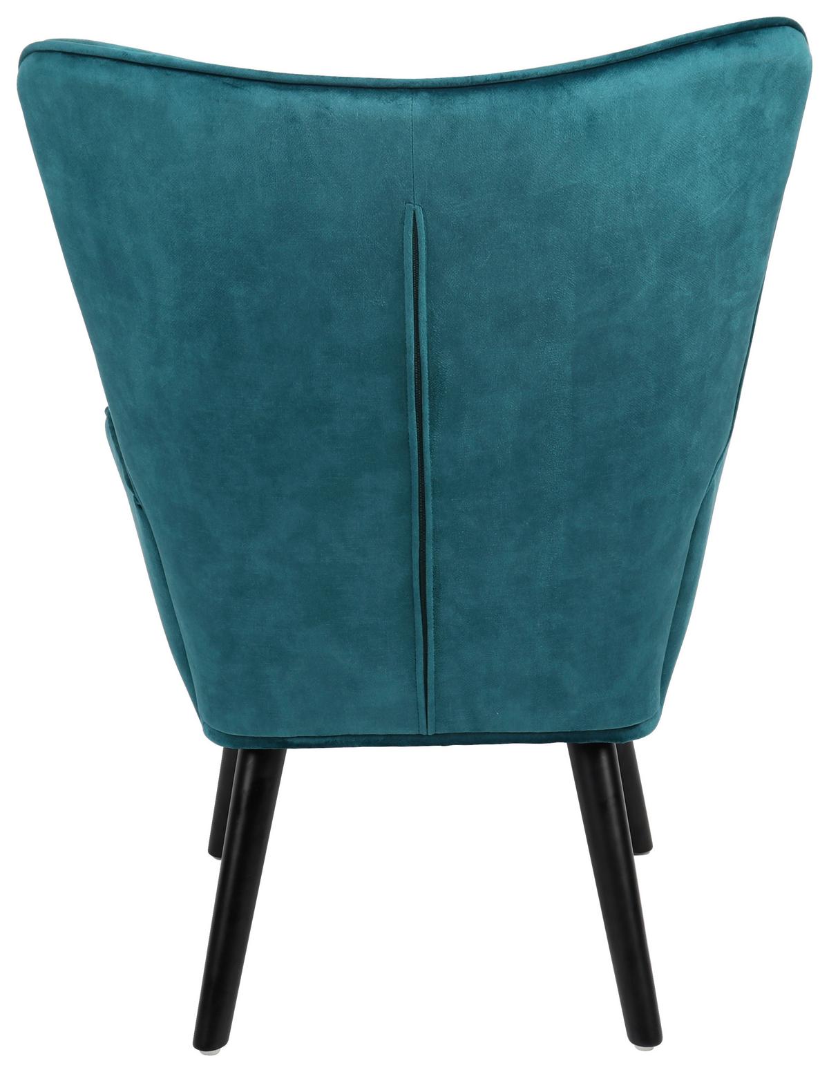 Ohrensessel Luke - Türkis/Schwarz, MODERN, Holz/Textil (68/96/74cm)