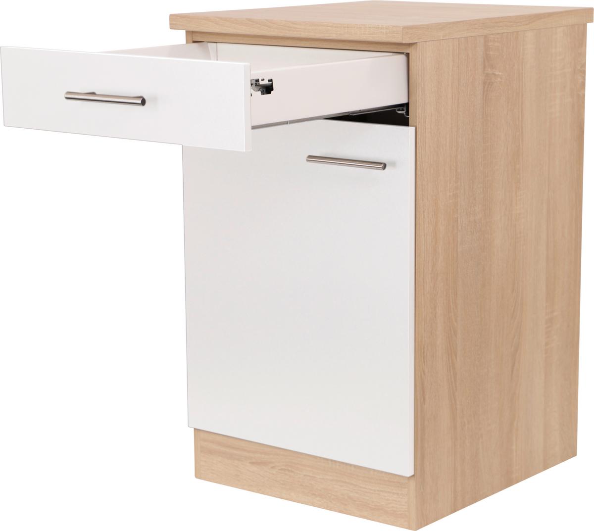 Küchenunterschrank Merle Weiß, Eiche Dekor B:50cm - Eichefarben/Weiß, Basics, Holzwerkstoff (50/84,8/60cm) - Respekta
