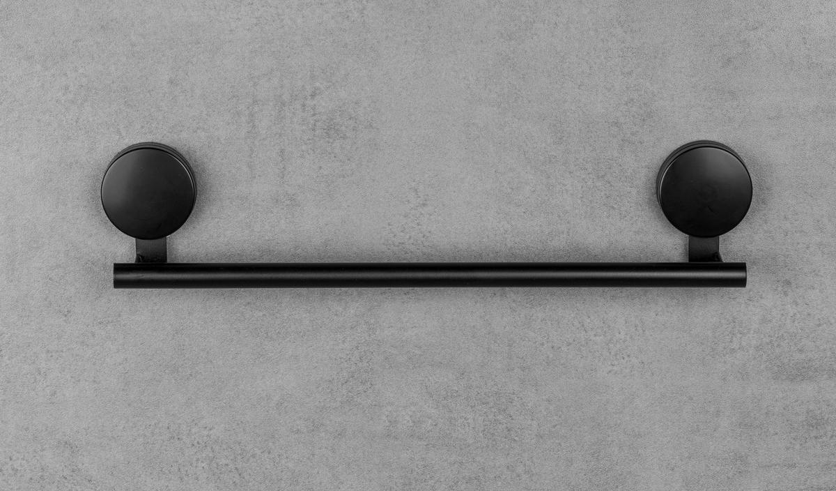Držák na ručníky STATIC LOC PAVIA - černá, Moderní, kov (41,5/9/5cm) - Wenko
