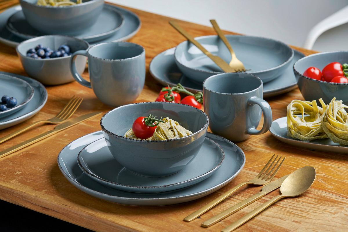 KOMBISERVICE Grau, 16--Teilig. - Grau, Basics, Keramik - Van Well