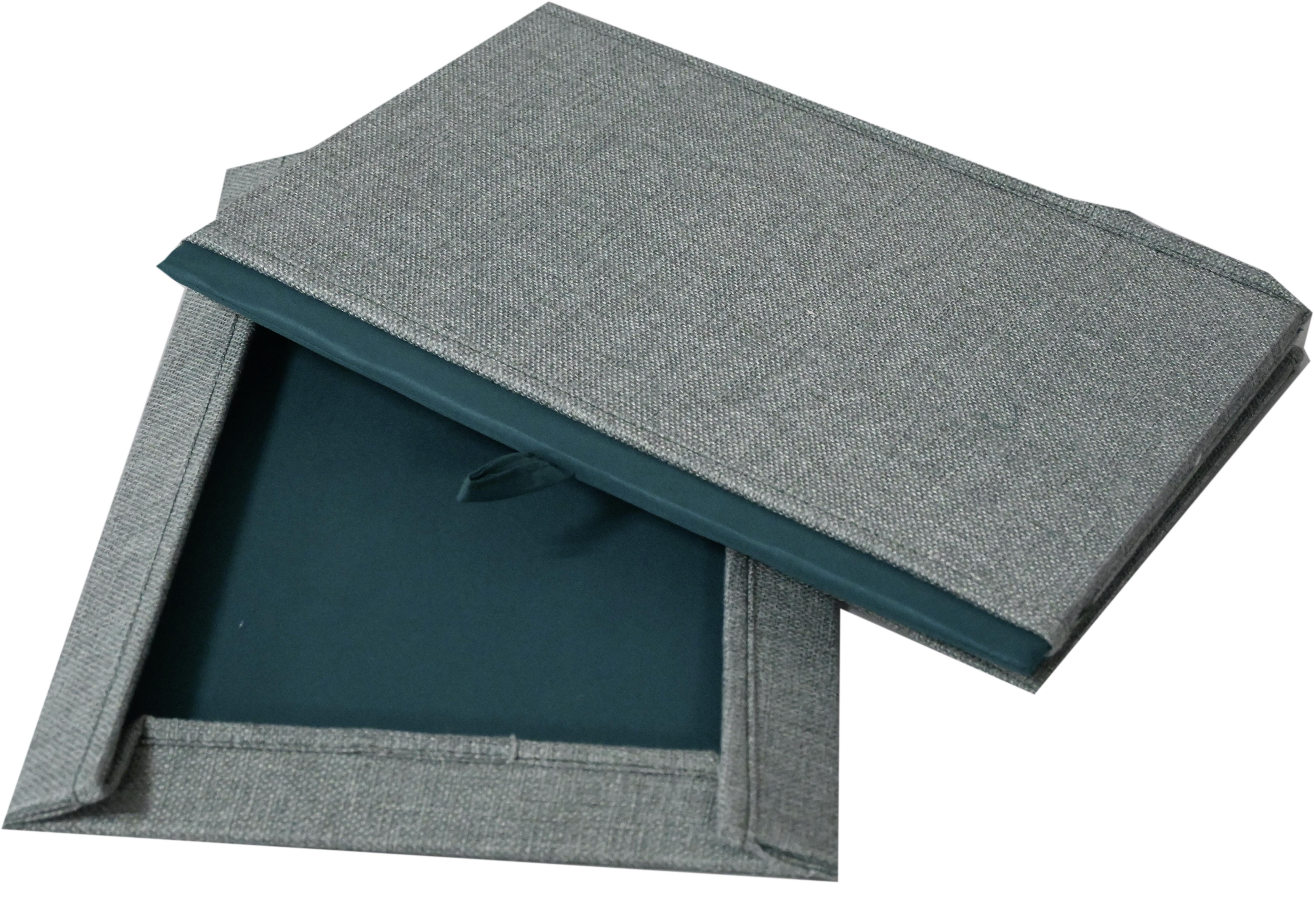 Skladací Box Cindy - Ca. 23l -Ext- - zelená, Moderný, kartón/textil (38/26/24cm) - Premium Living