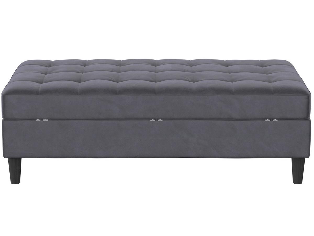 Hocker Palermo Dunkelgrau, mit Stauraum - Dunkelgrau/Schwarz, Basics, Textil (130/43/69cm) - Livetastic
