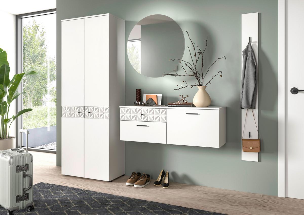Garderobe Prisma Weiß B: 195 Cm - Weiß, Design, Glas/Holzwerkstoff (195/192/34cm) - MID.YOU