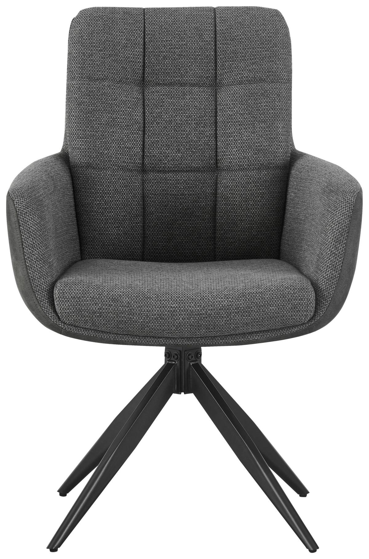 Armlehnstuhl Naim Grau B: 60 cm, 180 ° drehbar - Schwarz/Grau, KONVENTIONELL, Holz/Textil (60/93/66cm) - MID.YOU