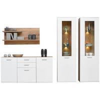 Wohnkombination 4-Tlg. Auris, Weiß/Eiche Dekor - Eichefarben/Weiß, MODERN, Glas/Holzwerkstoff (283,2/204,2/43,1cm) - Luca Bessoni